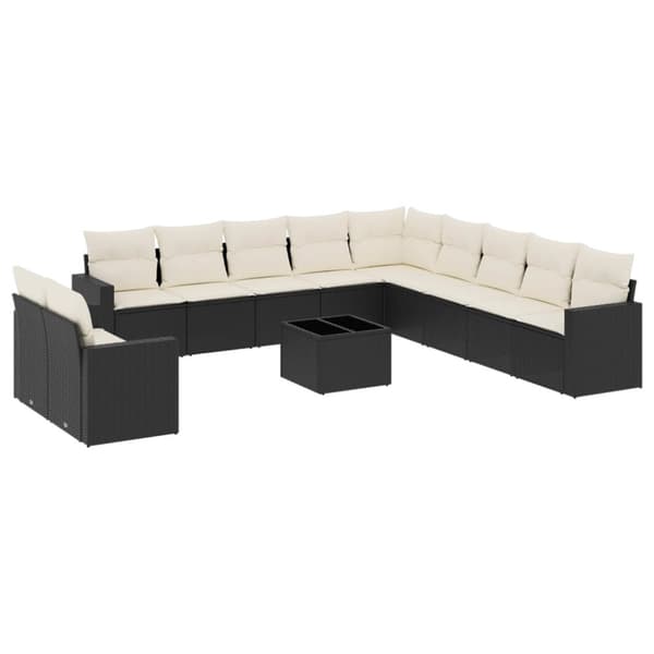 vidaXL sofasæt til haven 12 dele med hynder polyrattan sort