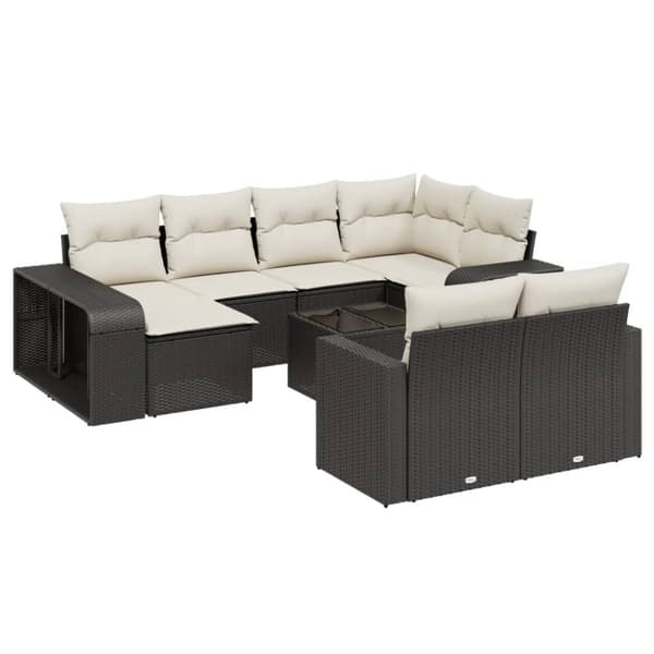 vidaXL sofasæt til haven 11 dele med hynder polyrattan sort
