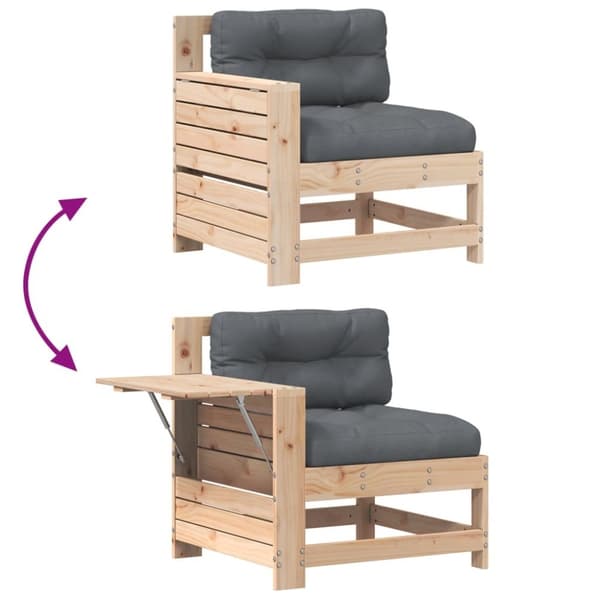 vidaXL Hagesofa med armlene og pute heltre furu