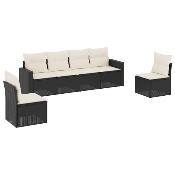 vidaXL sofasæt til haven 6 dele med hynder polyrattan sort