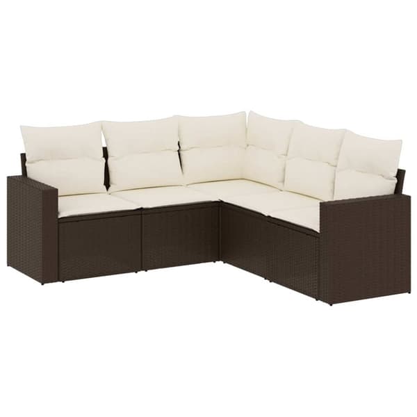 vidaXL sofasæt til haven 5 dele med hynder polyrattan brun