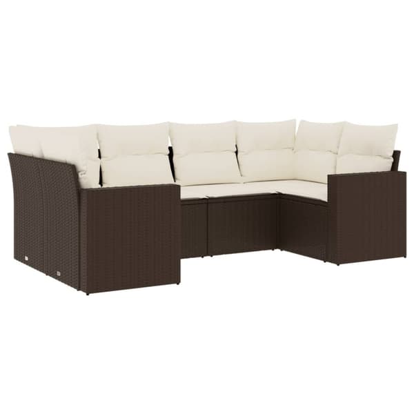 vidaXL sofasæt til haven 6 dele med hynder polyrattan brun