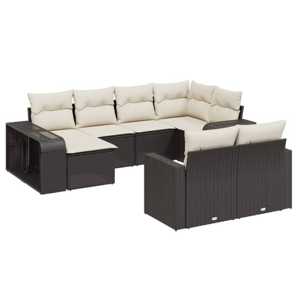 vidaXL sofasæt til haven 10 dele med hynder polyrattan sort