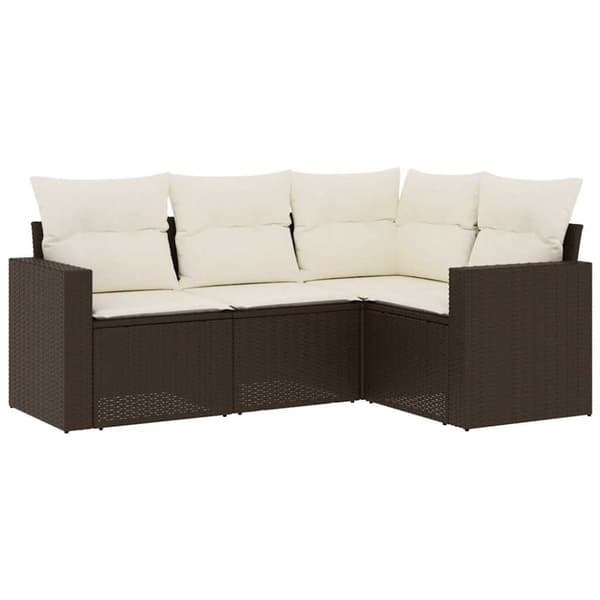 vidaXL sofasæt til haven 4 dele med hynder polyrattan brun
