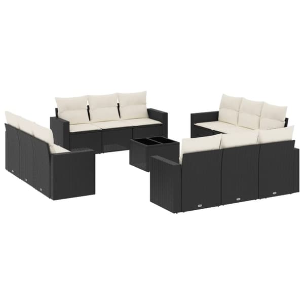 vidaXL sofasæt til haven 13 dele med hynder polyrattan sort