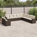 Miniatyrbillede 2 af 4: vidaXL loungesæt til haven 11 dele med hynder polyrattan brun