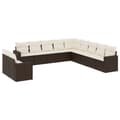 Miniatyrbillede 1 af 4: vidaXL loungesæt til haven 11 dele med hynder polyrattan brun