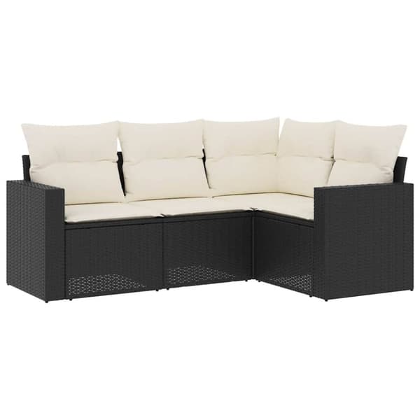 vidaXL sofasæt til haven 4 dele med hynder polyrattan sort