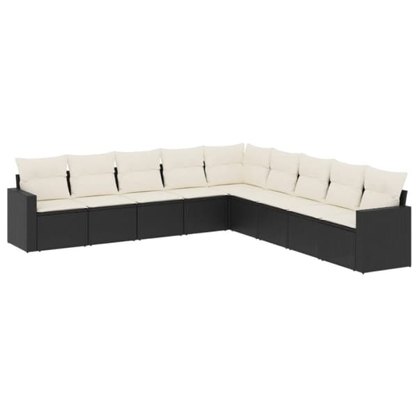vidaXL sofasæt til haven 9 dele med hynder polyrattan sort