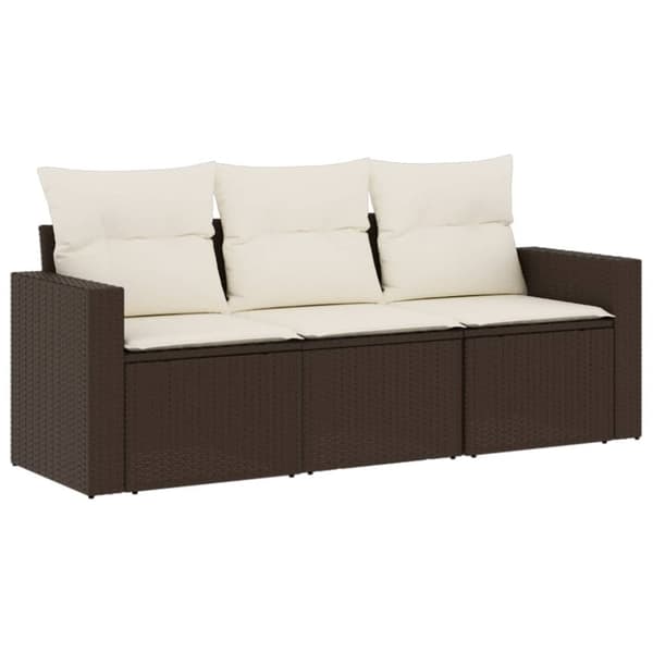 vidaXL sofasæt til haven 3 dele med hynder polyrattan brun