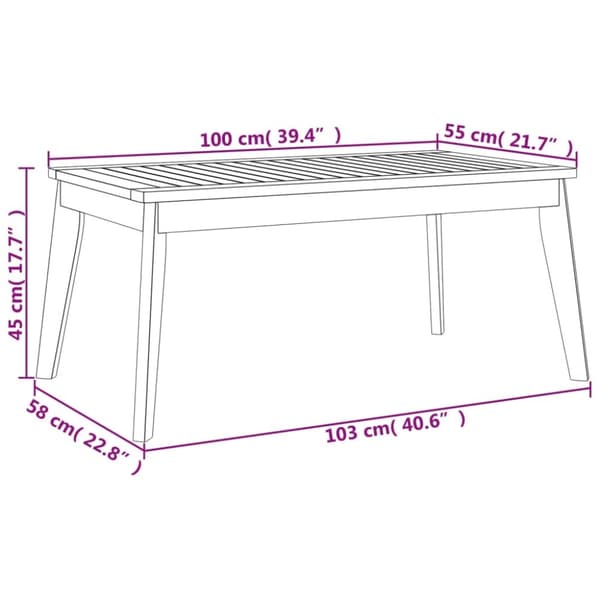 vidaXL Matbord för trädgården 100x55x45 cm massivt akaciaträ