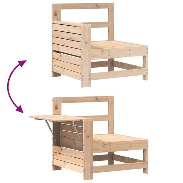 vidaXL Hagesofa med armlene og sidebord heltre furu