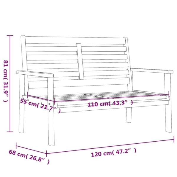 vidaXL Hagebenk 120 cm heltre akasie