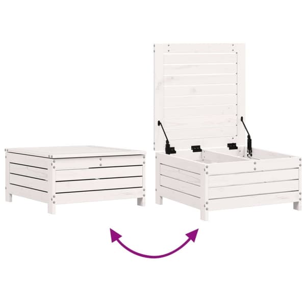 vidaXL Hagefotskammel hvit 62x63,5x32 cm heltre furu