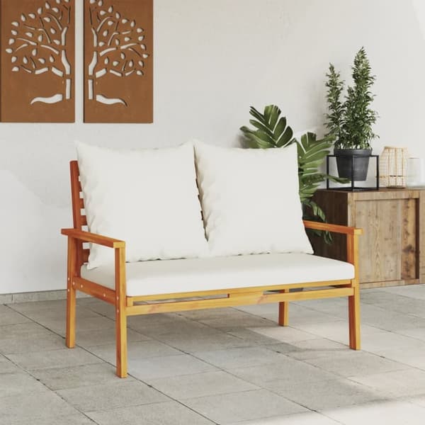 vidaXL Hagebenk med pute 120 cm heltre akasie