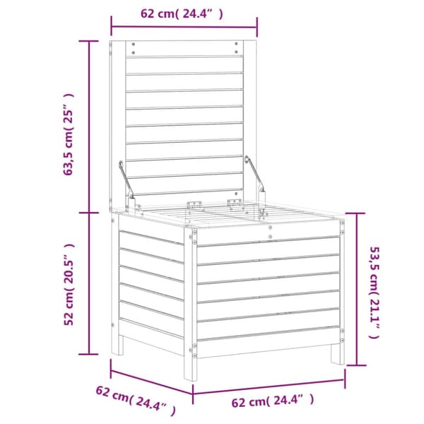 vidaXL Hagefotskammel hvit 62x63,5x53,5 cm heltre furu