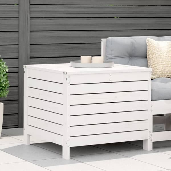 vidaXL Hagefotskammel hvit 62x63,5x53,5 cm heltre furu