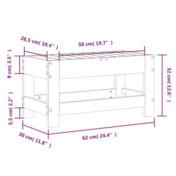 vidaXL haveskammel 62x30x32 cm imprægneret fyrretræ