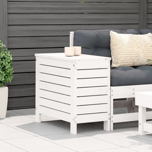 vidaXL haveskammel 62x31,5x52 cm massivt fyrretræ hvid