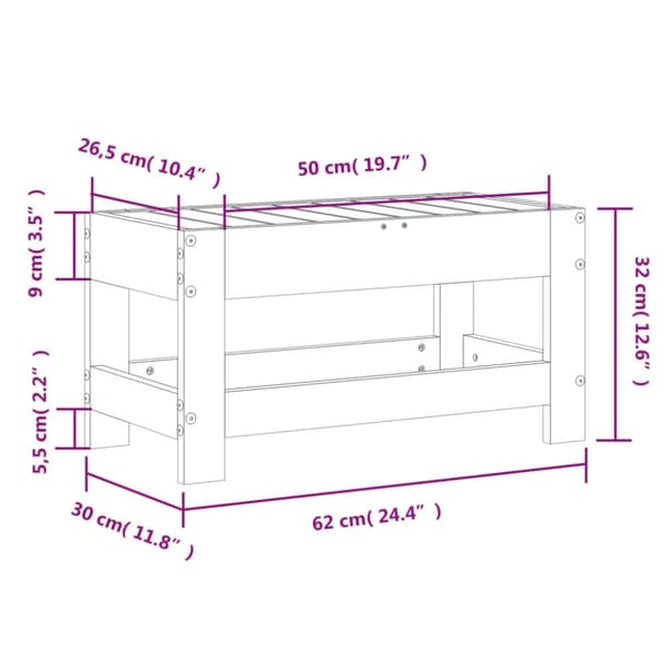 vidaXL Hagefotskammel 62x30x32 cm douglasgran