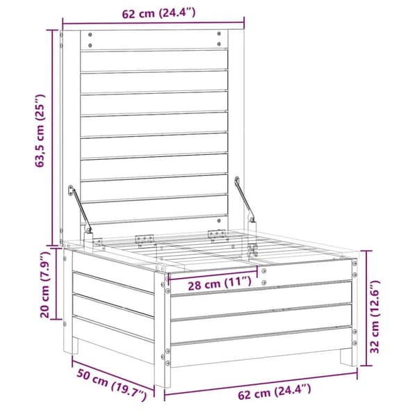 vidaXL Hagefotskammel 62x63,5x32 cm impregnert furu