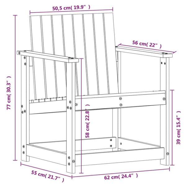 vidaXL Hagestol hvit 62x56x77 cm heltre furu