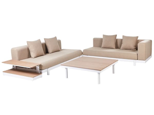 Soffgrupp 5-sits Soffbord Beige tyg Polyesterdyna Medelfast Utomhus Modern stil Trädgård