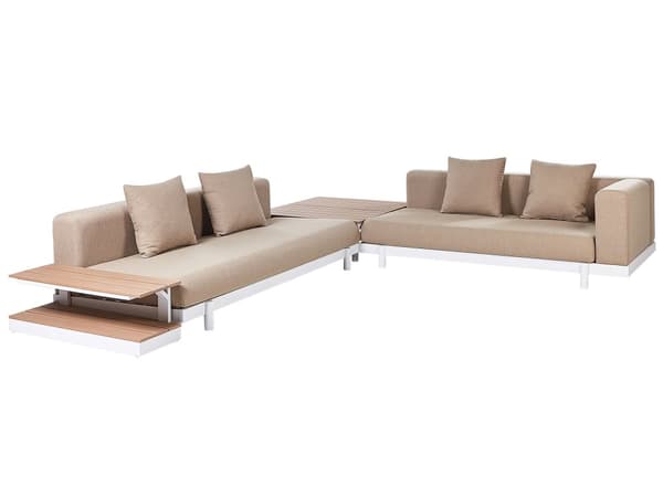 Soffgrupp 5-sits Soffbord Beige tyg Polyesterdyna Medelfast Utomhus Modern stil Trädgård