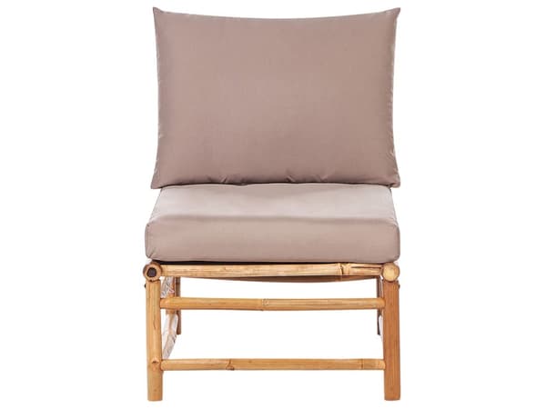 Modulär Hörnsoffgrupp Taupe med Kuddar Bambu 5-sitsig med Soffbord Boho-design Loungegrupp för utomhusbruk