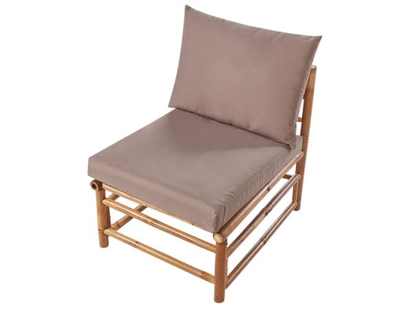 Modulär Hörnsoffgrupp Taupe med Kuddar Bambu 5-sitsig med Soffbord Boho-design Loungegrupp för utomhusbruk