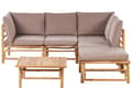 Miniatyrbild 1 av 11: Modulär Hörnsoffgrupp Taupe med Kuddar Bambu 5-sitsig med Soffbord Boho-design Loungegrupp för utomhusbruk