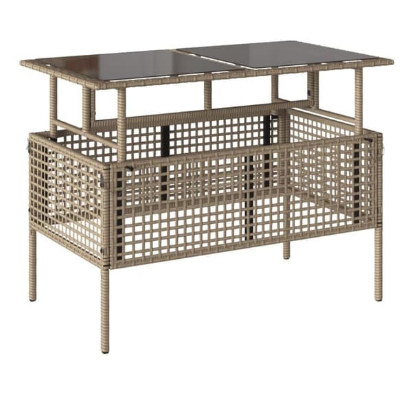 vidaXL Soffgrupp för trädgård dynor 4 delar beige konstrotting glas
