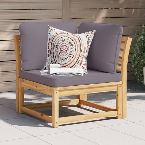 vidaXL hjørnemodul til sofa 73x73x65 cm med hynder massivt akacietræ