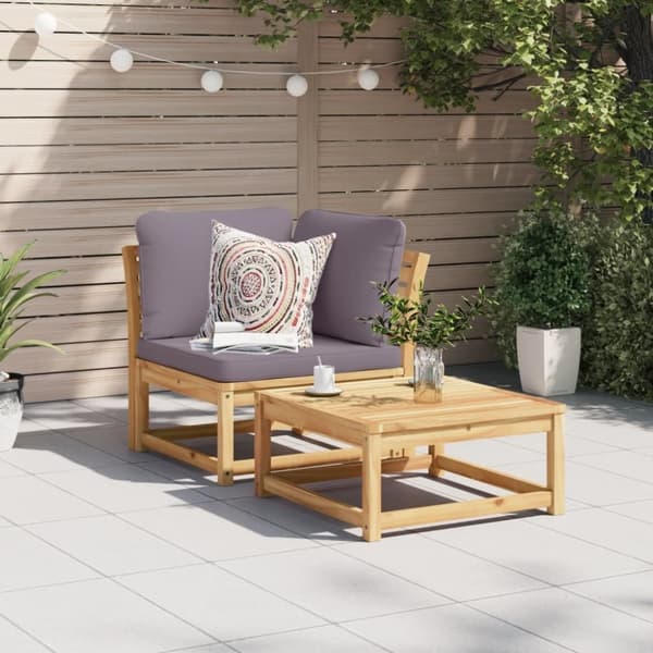 vidaXL hjørnemodul til sofa 73x73x65 cm med hynder massivt akacietræ