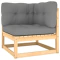 Miniatyrbillede 1 af 11: vidaXL hjørnedel til havesofa med grå hynder massivt fyrretræ -  Enheder til udendørs modulsofa