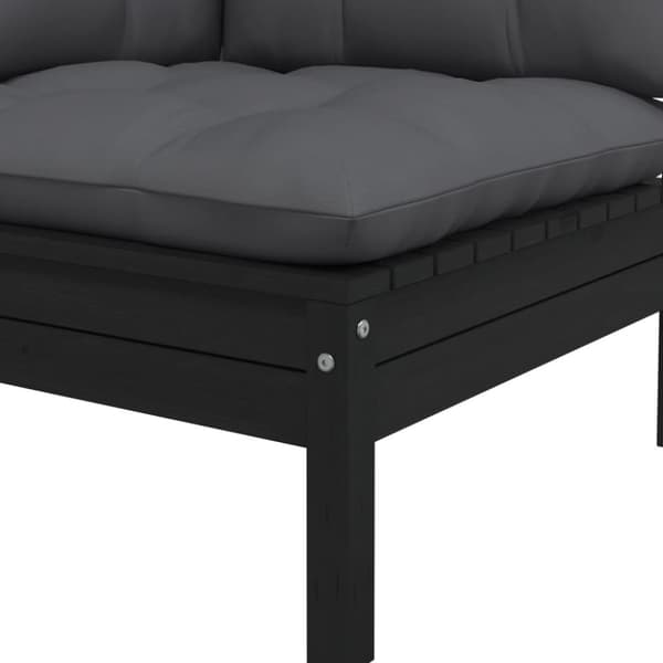 vidaXL hjørnedel til havesofa med hynder massivt fyrretræ sort -  Enheder til udendørs modulsofa