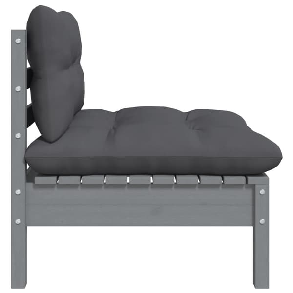 vidaXL Loungegrupp med grå dynor 3 delar massiv furu - Moduler till utomhussoffa