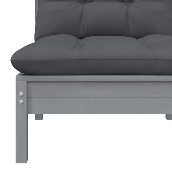 vidaXL Loungegrupp med grå dynor 3 delar massiv furu - Moduler till utomhussoffa