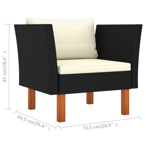 vidaXL havesofa polyrattan og massivt eukalyptustræ -  Enheder til udendørs modulsofa