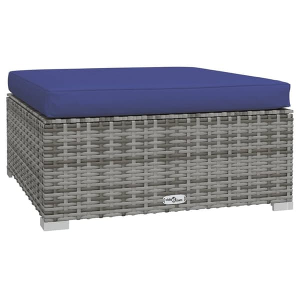 vidaXL Fotpall med dyna för trädgården grå 70x70x30 cm konstrotting -  Moduler till utomhussoffa