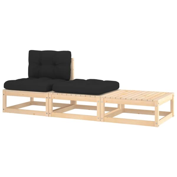 vidaXL Loungegrupp med dynor 3 delar massiv furu -  Moduler till utomhussoffa