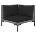 Miniatyrbillede 8 af 11: vidaXL loungesæt til haven 3 dele halvrundt polyrattan mørkegrå -  Enheder til udendørs modulsofa