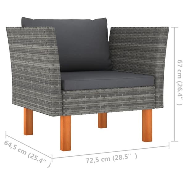 vidaXL havesofa polyrattan og massivt eukalyptustræ -  Enheder til udendørs modulsofa
