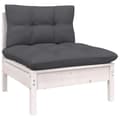 Miniatyrbillede 1 af 9: vidaXL midterdel til havesofa med hynder massivt fyrretræ hvid -  Enheder til udendørs modulsofa