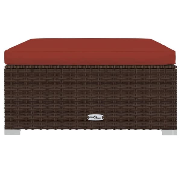 vidaXL fodskammel med hynde til haven 70x70x30 cm polyrattan brun - Enheder til udendørs modulsofa