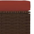Miniatyrbillede 5 af 6: vidaXL fodskammel med hynde til haven 70x70x30 cm polyrattan brun -  Enheder til udendørs modulsofa