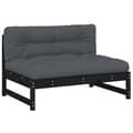Miniatyrbillede 3 af 10: vidaXL midtermodul til sofa 120x80 cm massivt fyrretræ sort -  Enheder til udendørs modulsofa
