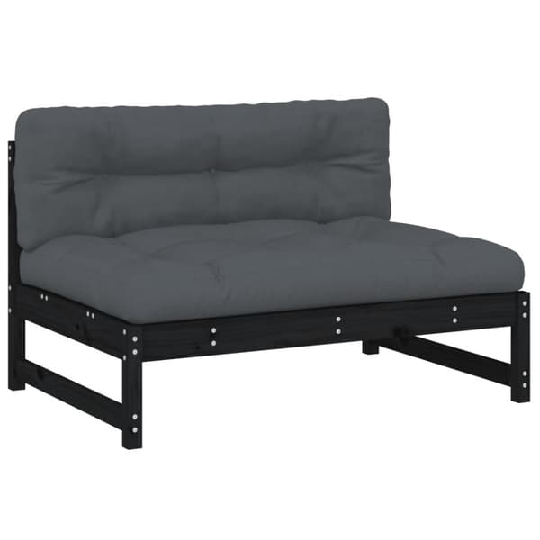 vidaXL midtermodul til sofa 120x80 cm massivt fyrretræ sort -  Enheder til udendørs modulsofa
