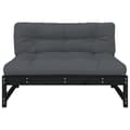 Miniatyrbillede 5 af 10: vidaXL midtermodul til sofa 120x80 cm massivt fyrretræ sort -  Enheder til udendørs modulsofa