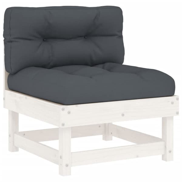 vidaXL midtermoduler til sofa 2 stk. med hynder massivt fyrretræ hvid -  Enheder til udendørs modulsofa